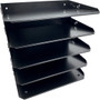 Huron Horizontal Slots Desk Organizer - 5 Compartment(s) - Horizontal - 12" Height x 8.75" Width x 12" Depth - Durable - Black