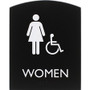 Lorell Arched Women's Handicap Restroom Sign - Print/Message "Women" - 6.8" Width x 8.5" Height - Rectangular Shape - Surface-mountable - Easy Readability, Braille