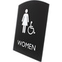 Lorell Arched Women's Handicap Restroom Sign - Print/Message "Women" - 6.8" Width x 8.5" Height - Rectangular Shape - Surface-mountable - Easy Readability, Braille