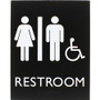 Lorell Unisex Handicap Restroom Sign - Print/Message "Restroom (Man/Woman/Wheelchair)" - 6.4" Width x 8.5" Height - Rectangular Shape - Surface-mountable - Easy Readability, Braille