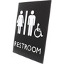 Lorell Unisex Handicap Restroom Sign - Print/Message "Restroom (Man/Woman/Wheelchair)" - 6.4" Width x 8.5" Height - Rectangular Shape - Surface-mountable - Easy Readability, Braille