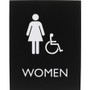 Lorell Women's Handicap Restroom Sign - Print/Message "Women" - 6.4" Width x 8.5" Height - Rectangular Shape - Surface-mountable - Easy Readability, Braille
