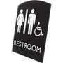 Lorell Arched Unisex Handicap Restroom Sign - 6.8" Width x 8.5" Height - Rectangular Shape - Surface-mountable - Easy Readability, Braille - Plastic