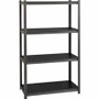 Lorell Iron Horse 3200 lb Capacity Riveted Shelving - 4 Shelf(ves) - 60" Height x 36" Width x 18" Depth - 30% Recycled - Black - Steel, Laminate
