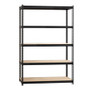 Lorell Iron Horse 2300 lb Capacity Riveted Shelving - 5 Shelf(ves) - 72" Height x 48" Width x 18" Depth - 30% Recycled - Black - Steel, Particleboard