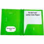Sparco Letter Pocket Folder - 8 1/2" x 11" - 3 x Double Prong Fastener(s) - 2 Internal Pocket(s) - Apple Green
