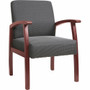 Lorell Thickly Padded Guest Chair - Mahogany Frame Color - Four-legged Base - Charcoal