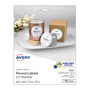 Avery Round Print-to-the Edge Labels with SureFeed, 2.5" dia, Glossy White, 90/PK