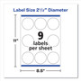Avery Round Print-to-the Edge Labels with SureFeed, 2.5" dia, Glossy White, 90/PK