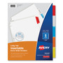 Avery Insertable Big Tab Dividers, 5-Tab, Single-Sided Copper Edge Reinforcing, 11.13 x 9.25, White, Assorted Tabs, 1 Set