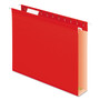Pendaflex Extra Capacity Reinforced Hanging File Folders with Box Bottom, 2" Capacity, Letter Size, 1/5-Cut Tabs, Red, 25/Box