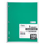 Mead Spiral Notebook, 1-Subject, Medium/College Rule, Randomly Assorted Cover Color, (100) 11 x 8 Sheets
