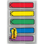 Post-it Flags Arrow 0.5" Page Flags, Blue/Green/Purple/Red/Yellow, 20/Color, 100/Pack (MMM684ARR1) View Product Image