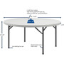 Lorell Ultra-Lite Banquet Folding Table - Round Top - 800 lb Capacity - 71" Table Top Diameter - 29.25" Height x 71" Width x 71" Depth - Indoor, Outdoor