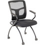 Lorell Mesh Back Nesting Training/Guest Chairs - Fabric Seat Material - Powder Coated Frame Color - Metal Frame Material - Four-legged Base - Black - (LLR84374)