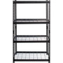 Lorell Wire Deck Shelving - 4 Shelf(ves) - 60" Height x 36" Width x 18" Depth - 30% Recycled - Black - Steel