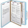 Smead Four-Section Pressboard Top Tab Classification Folders, Four SafeSHIELD Fasteners, 1 Divider, Letter Size, Blue, 10/Box
