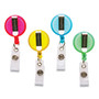SICURIX ID Slide-Style Belt Clip Card Reels, 30" Extension, Round, Green/Light Blue/Pink/Yellow, 4/Pack
