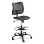 Safco Vue Series Mesh Extended-Height Chair, Supports Up to 250 lb, 23" to 33" Seat Height, Black Vinyl Seat, Black Base