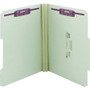 Smead Recycled Pressboard Folders, Two SafeSHIELD Coated Fasteners, 2/5-Cut: R of C, 2" Expansion, Letter Size, Gray-Green, 25/Box