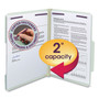 Smead Recycled Pressboard Folders, Two SafeSHIELD Coated Fasteners, 2/5-Cut: R of C, 2" Expansion, Letter Size, Gray-Green, 25/Box