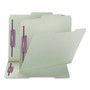 Smead Recycled Pressboard Folders, Two SafeSHIELD Coated Fasteners, 2/5-Cut: R of C, 2" Expansion, Letter Size, Gray-Green, 25/Box