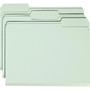 Smead Recycled Pressboard Fastener Folders, 1/3-Cut Tabs, Two SafeSHIELD Fasteners, 1" Expansion, Letter Size, Gray-Green, 25/Box