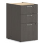 HON Mod Support Pedestal, Left or Right, 3-Drawers: Box/Box/File, Legal/Letter, Slate Teak, 15" x 20" x 28" (HONPLPSBBFLS1) View Product Image