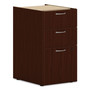 HON Mod Support Pedestal, Left or Right, 3-Drawers: Box/Box/File, Legal/Letter, Traditional Mahogany, 15" x 20" x 28"