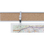 Advantus Display Rail - 2" Board Height x 96" Board Width - Brown Cork, Wood Surface - Durable, Sturdy, Long Lasting - Satin Aluminum Frame