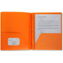 Business Source Letter Portfolio - 8 1/2" x 11" - 50 Sheets Capacity - 3 x Prong Fastener(s) - 2 Pocket(s) - Orange