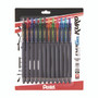 Pentel EnerGel Kuro Gel Pen, Retractable, Medium 0.7 mm, Assorted Ink Colors, Black Barrel, 12/Pack