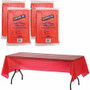 Genuine Joe Plastic Rectangular Table Covers - 108" Length x 54" Width - Plastic - Red - 6/Pack