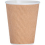Genuine Joe 12 oz Rippled Hot Cups - 12 fl oz - Brown - Beverage, Hot Drink