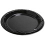Genuine Joe 9" Round Plastic Plates - Serving - Disposable - 9" Diameter - Black - Plastic Body