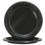 Genuine Joe 9" Round Plastic Plates - Serving - Disposable - 9" Diameter - Black - Plastic Body