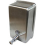 Genuine Joe Stainless Vertical Soap Dispenser - Manual - 1.25 quart Capacity - Tamper Proof, Theft Proof, Refillable - Stainless Steel