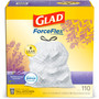 Glad ForceFlex Tall Kitchen Drawstring Trash Bags, 13 gal, Gain Lavender with Febreze Freshness, 10.18 x 9.81, White, 110/Box
