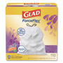 Glad ForceFlex Tall Kitchen Drawstring Trash Bags, 13 gal, Gain Lavender with Febreze Freshness, 10.18 x 9.81, White, 110/Box