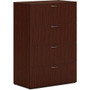 HON Mod HLPLLF3620L4 Lateral File - 53" Height x 36" Width x 20" Depth - 4 - Finish: Traditional Mahogany