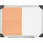 Lorell Combo Dry-Erase/Cork Board - 24" Board Height x 36" Board Width - Natural Cork Surface - Self-healing - Aluminum Frame