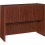 Lorell Essentials Series Stack-on Hutch with Doors - 36" Height x 47.3" Width x 14.8" Depth - 3 Door(s) - Finish: Laminate, Mahogany - Grommet, Cord Management, Durable