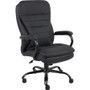 Lorell Big & Tall Double Cushion Executive High-Back Chair - Black Seat Color - Leather Seat Material - Black Back Color - Leather Back Material - 5-star Base