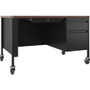 Lorell Fortress Series 48" Mobile Right-Pedestal Teachers Desk - 29.5" Height x 48" Width x 30" DepthBox, File Drawer(s) - Single Pedestal on Right Side - T-mold Edge