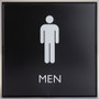 Lorell Men's Restroom Sign - Print/Message "Men" , "Toilette Men" - 8" Width x 8" Height - Square Shape - Surface-mountable - Easy Readability, Injection-molded