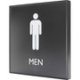 Lorell Men's Restroom Sign - Print/Message "Men" , "Toilette Men" - 8" Width x 8" Height - Square Shape - Surface-mountable - Easy Readability, Injection-molded