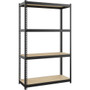 Lorell Narrow Riveted Shelving - 4 Shelf(ves) - 48" Height x 30" Width x 12" Depth - 28% Recycled - Black - Steel