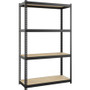Lorell Narrow Riveted Shelving - 4 Shelf(ves) - 48" Height x 30" Width x 12" Depth - 28% Recycled - Black - Steel