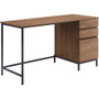 Lorell SOHO Desk with Side Drawers - 30" Height x 55" Width x 23.6" Depth - 3 x File Drawer(s) - Single Pedestal on Right Side - Finish: Walnut