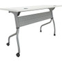 Lorell Flip Top Training Table - White Rectangle Top - Silver Folding Base - 4 Legs - 23.60" Table Top Length x 48" Table Top Width - 29.50" Height